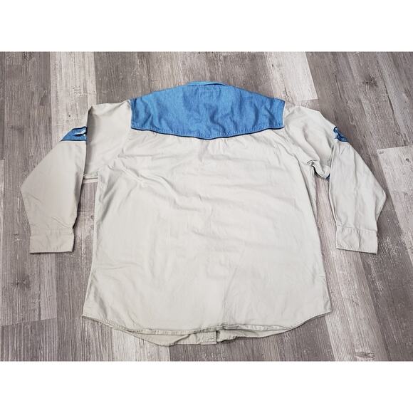 Vintage Express Rider Western Demin Long Sleeve Button Down Collared Shirt - Picture 2 of 6